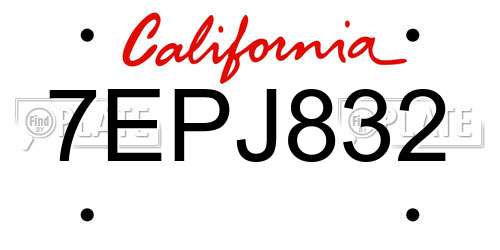 7EPJ832 California License Plate