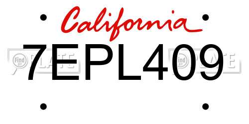 7EPL409 California License Plate