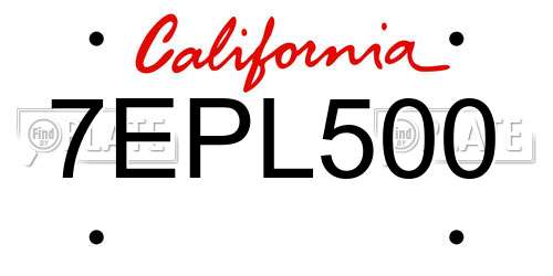 7EPL500 California License Plate