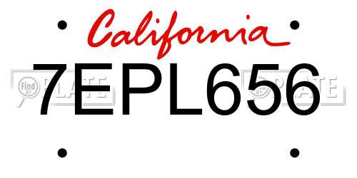7EPL656 California License Plate
