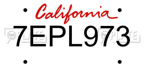 7EPL973 California License Plate