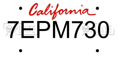 7EPM730 California License Plate