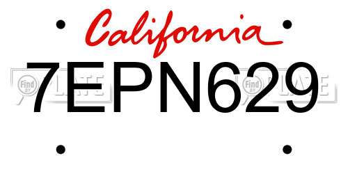 7EPN629 California License Plate