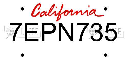 7EPN735 California License Plate