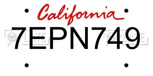7EPN749 California License Plate