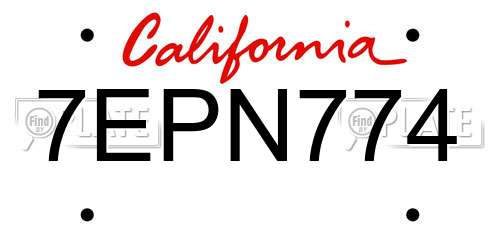 7EPN774 California License Plate