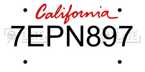 7EPN897 California License Plate