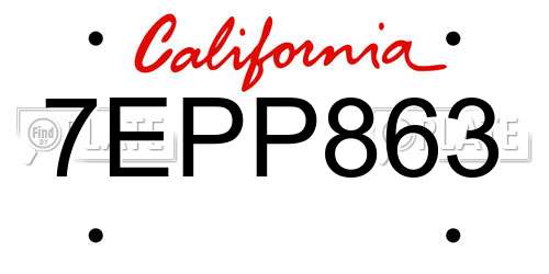 7EPP863 California License Plate