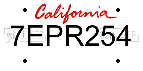 7EPR254 California License Plate