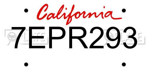 7EPR293 California License Plate