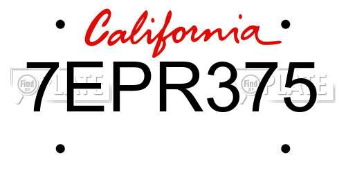 7EPR375 California License Plate