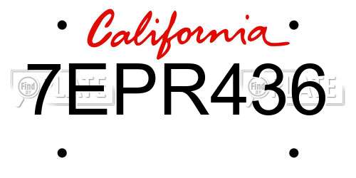 7EPR436 California License Plate