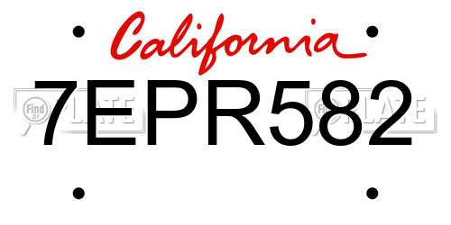 7EPR582 California License Plate