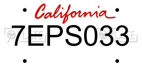7EPS033 California License Plate