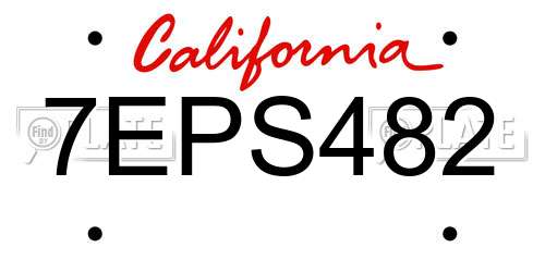 7EPS482 California License Plate