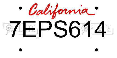 7EPS614 California License Plate