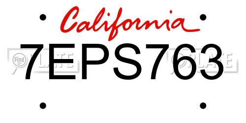 7EPS763 California License Plate