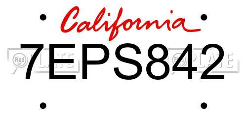 7EPS842 California License Plate