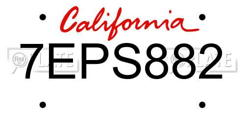 7EPS882 California License Plate