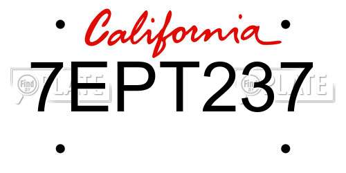 7EPT237 California License Plate