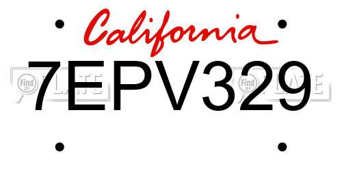 7EPV329 California License Plate