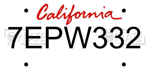7EPW332 California License Plate