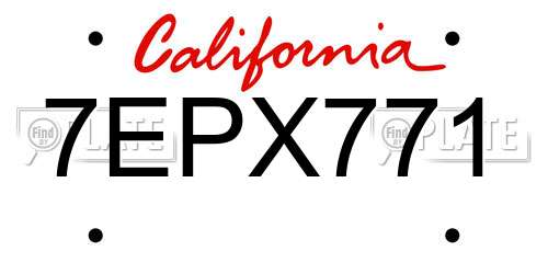 7EPX771 California License Plate