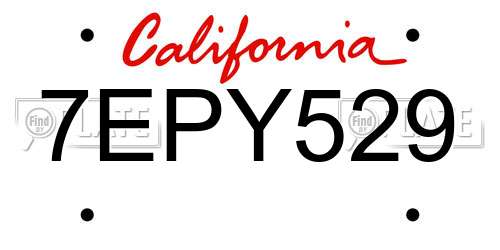7EPY529 California License Plate