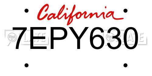 7EPY630 California License Plate