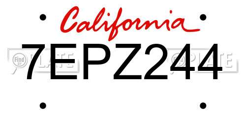 7EPZ244 California License Plate