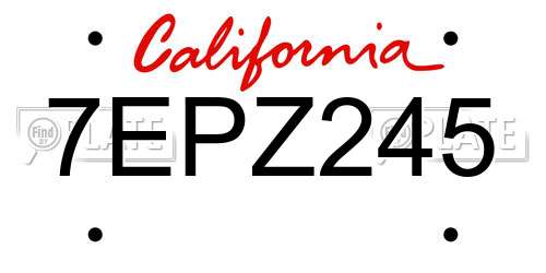 7EPZ245 California License Plate