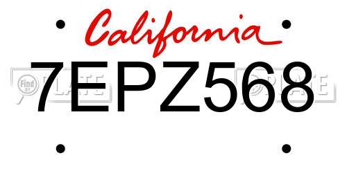 7EPZ568 California License Plate