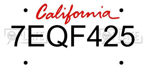 7EQF425 California License Plate