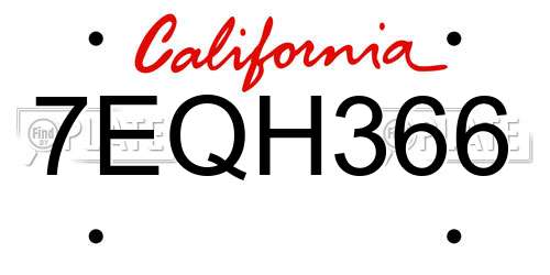 7EQH366 California License Plate