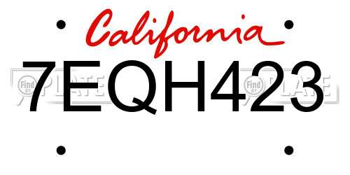 7EQH423 California License Plate
