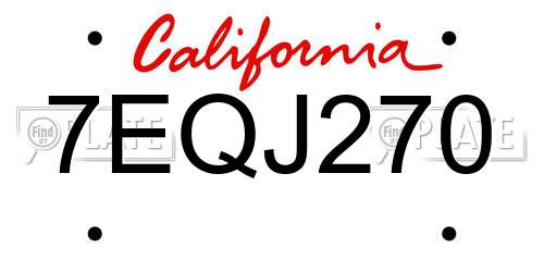 7EQJ270 California License Plate