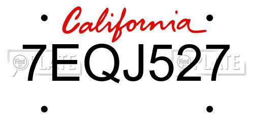 7EQJ527 California License Plate
