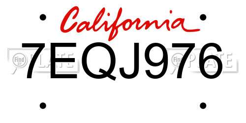 7EQJ976 California License Plate