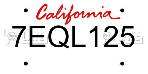 7EQL125 California License Plate