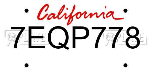 7EQP778 California License Plate