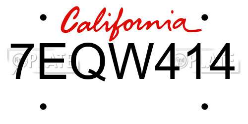 7EQW414 California License Plate