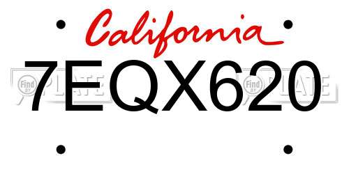 7EQX620 California License Plate