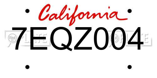 7EQZ004 California License Plate