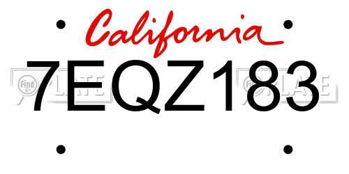 7EQZ183 California License Plate