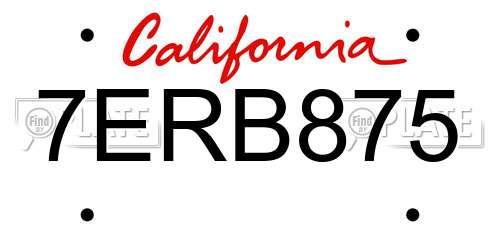 7ERB875 California License Plate