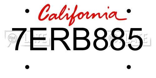 7ERB885 California License Plate
