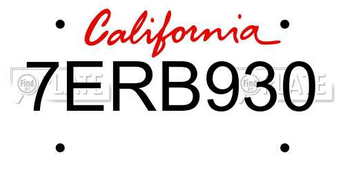 7ERB930 California License Plate