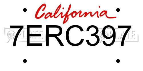 7ERC397 California License Plate