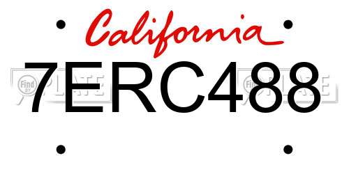 7ERC488 California License Plate