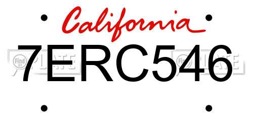 7ERC546 California License Plate